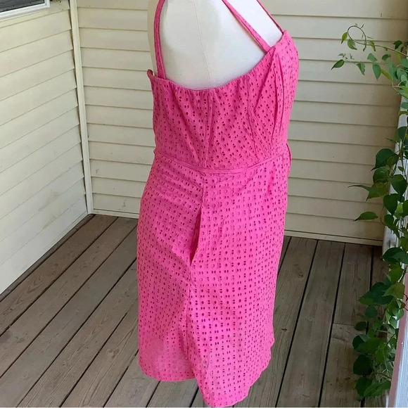 CROWN & IVY Pink Eyelet Lace Sundress Convertible Straps Size 16 Barbie Pockets - Picture 3 of 10